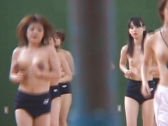 Asian Teens Jog Semi Nude about Gym Class